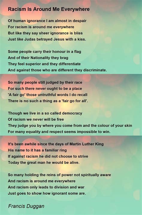 Our Racial Oneness Poem Analysis .